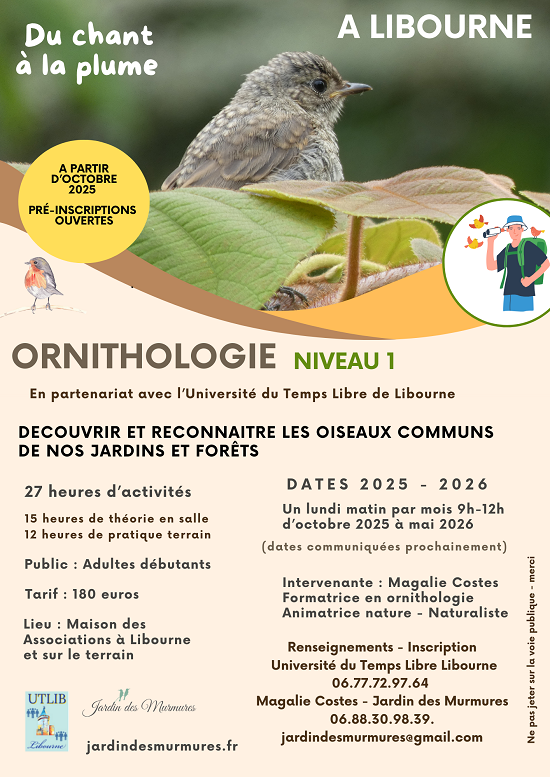 Initiation à l'Ornithologie - UTLIB Libourne 2025-2026