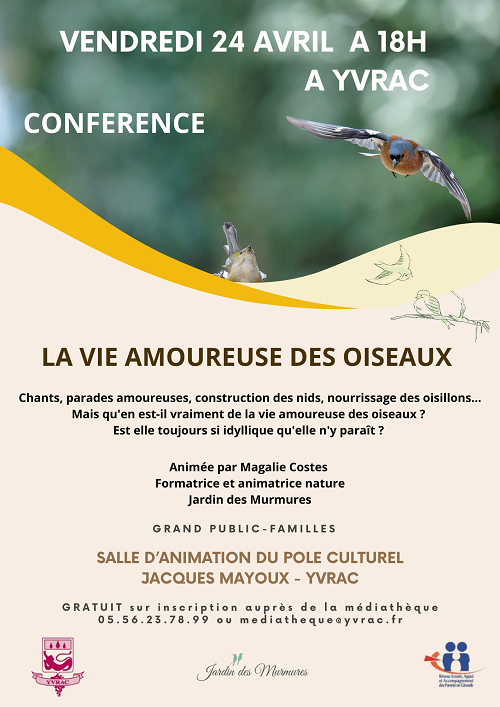 Conférence vie amoureuse oiseaux Yvrac avril 2026